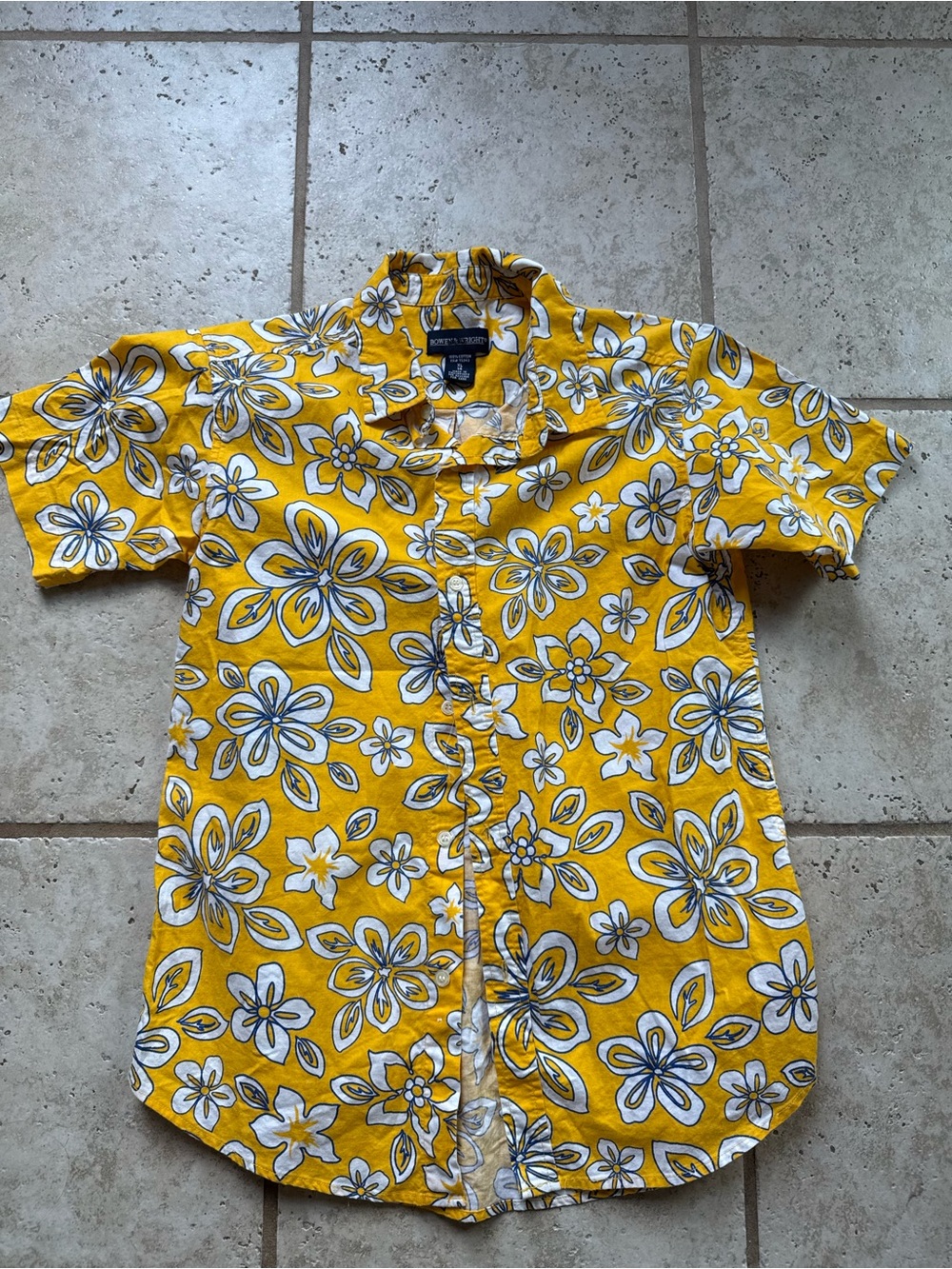 Kids 100% cotton Yellow Floral Button-Up Shirt